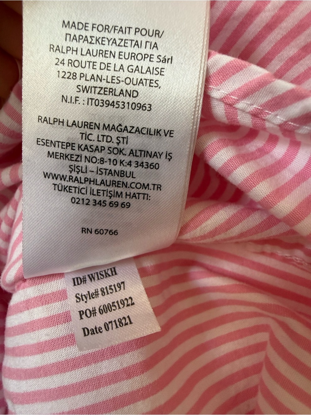 Lauren Ralph Lauren Pink White Stripe Logo Button Up Tunic Shirt Dress Large - Picture 7 of 7